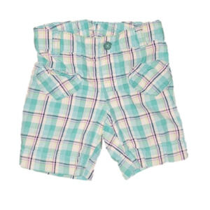 𝅺jumping BEANS Aqua and Purple Plaid Bermuda Shorts with Heart-Shaped Pockets